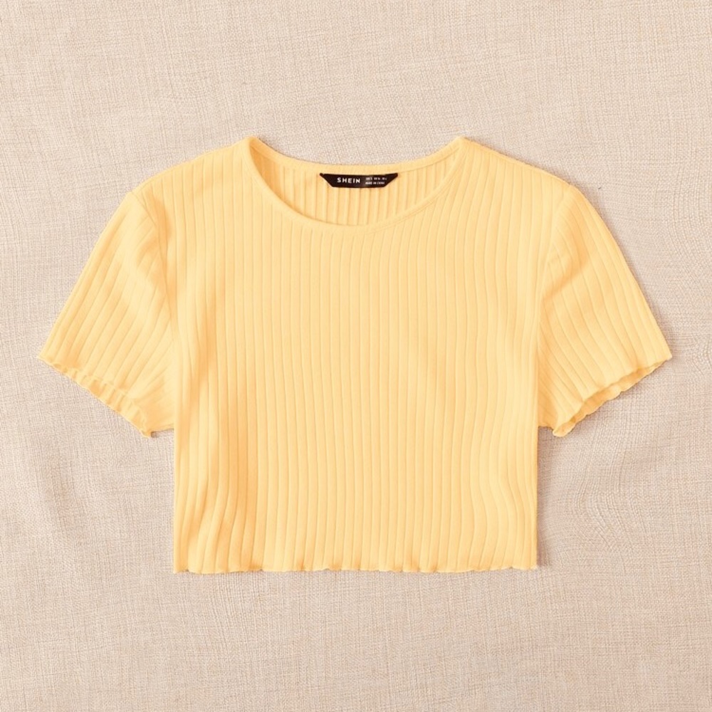 Yellow Crop top tight shirt from SHEIN